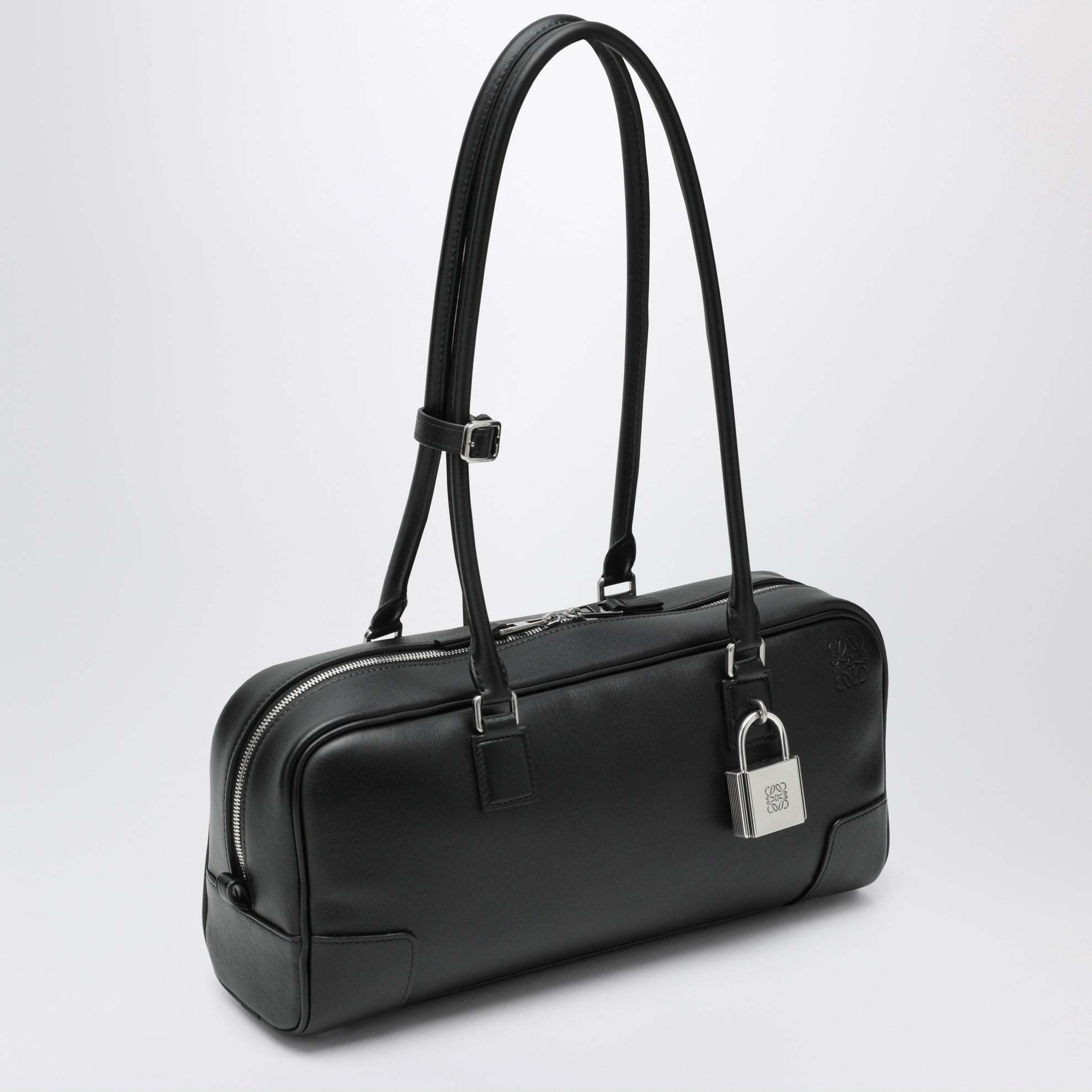 Borsa Amazona 31 Cropped in pelle lucida nera