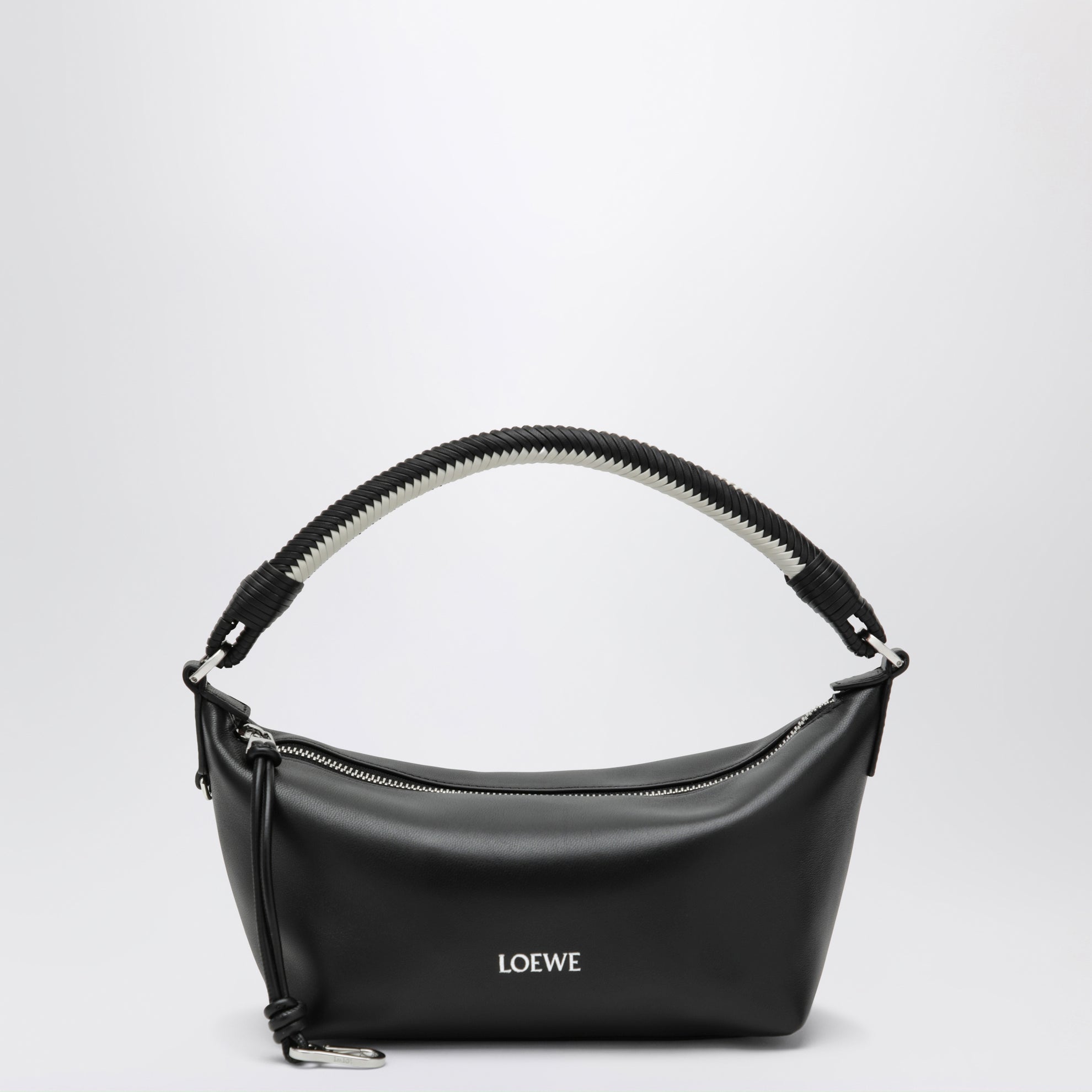 Mini borsa Cala in nappa di agnello nera e bianca