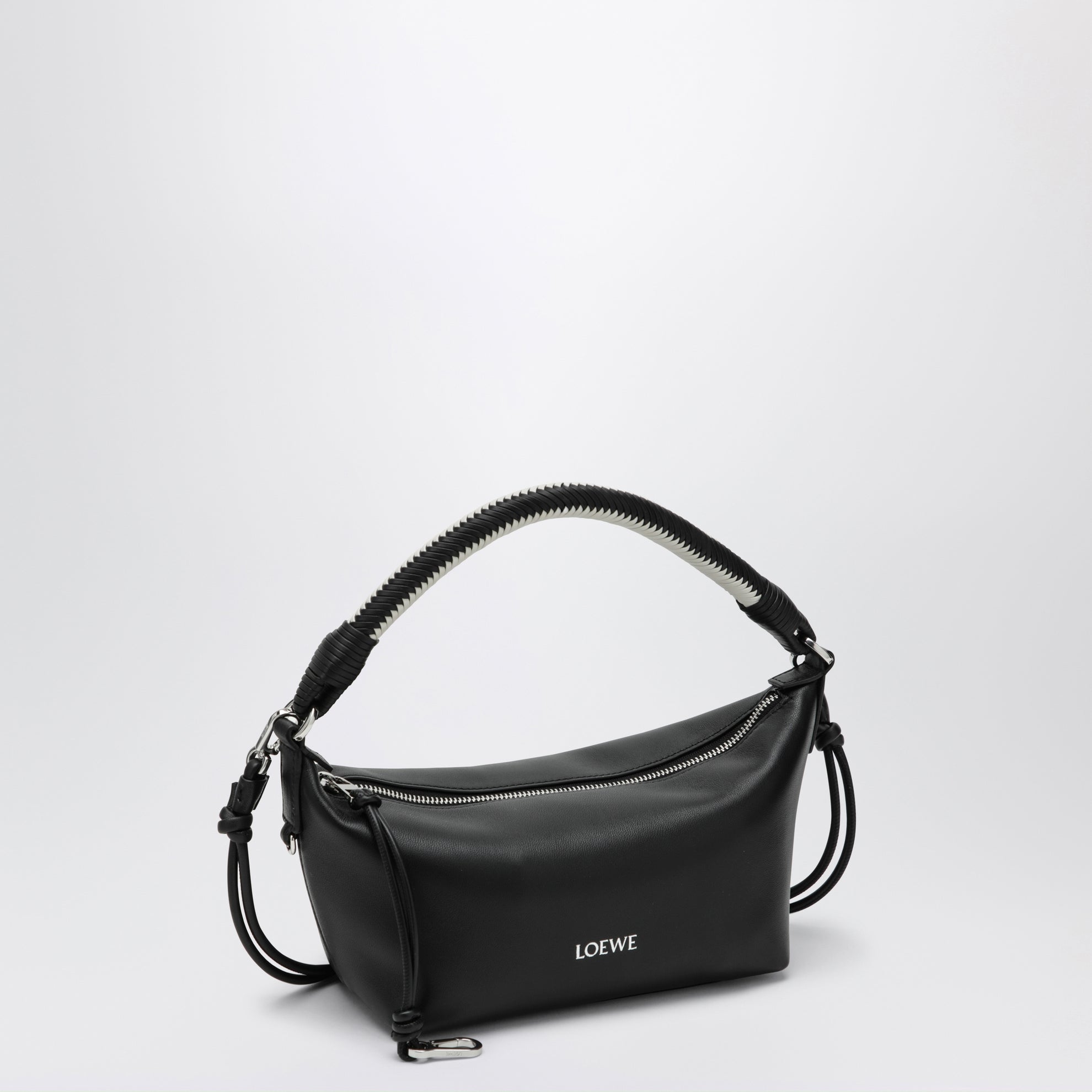 Mini borsa Cala in nappa di agnello nera e bianca