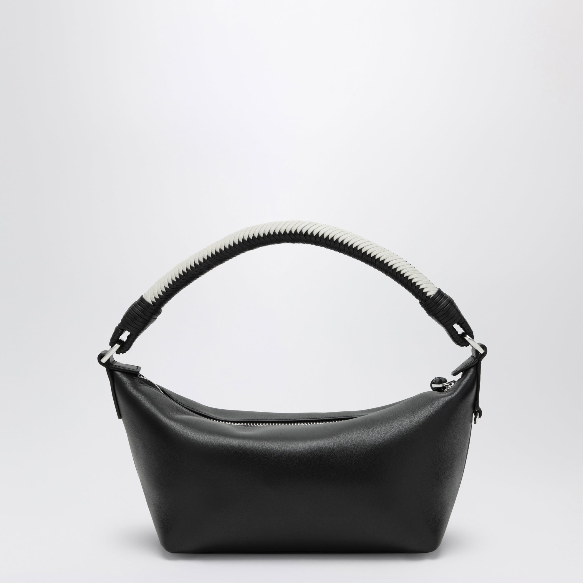 Mini borsa Cala in nappa di agnello nera e bianca