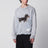 Cardigan jacquard con bassotto in misto cotone distressed