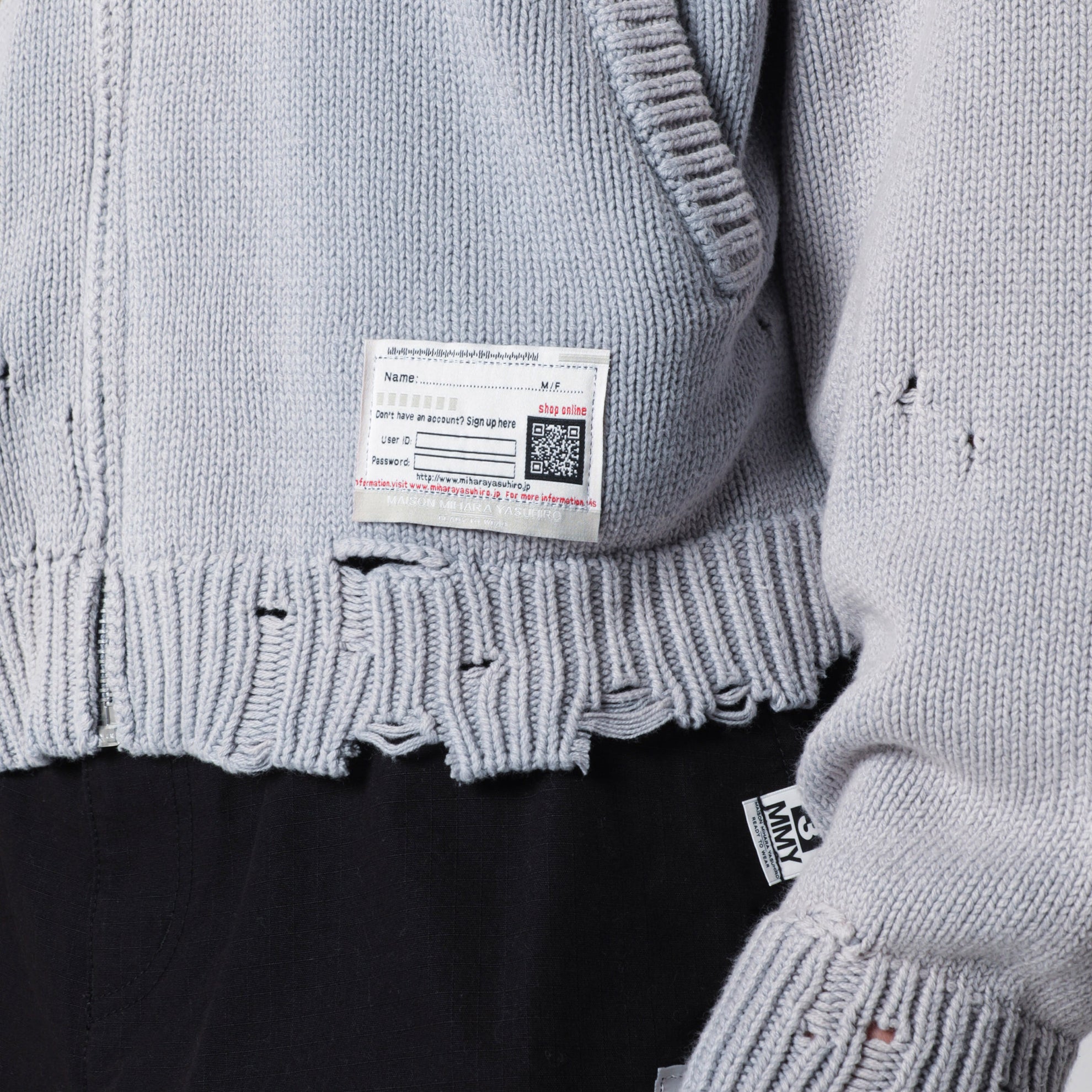 Cardigan jacquard avec teckel en mélange de coton effet usé