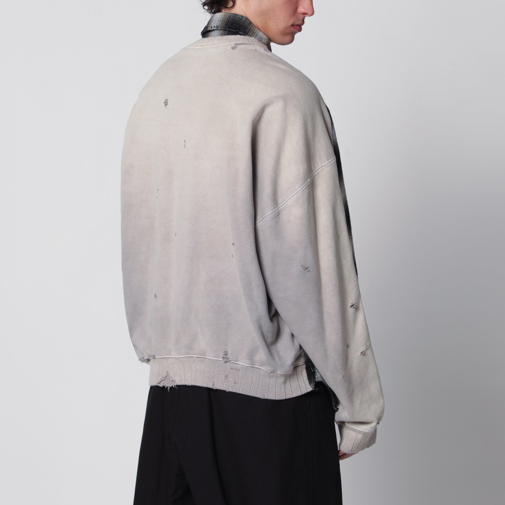Giacca camicia reversibile in french terry nera/bianca