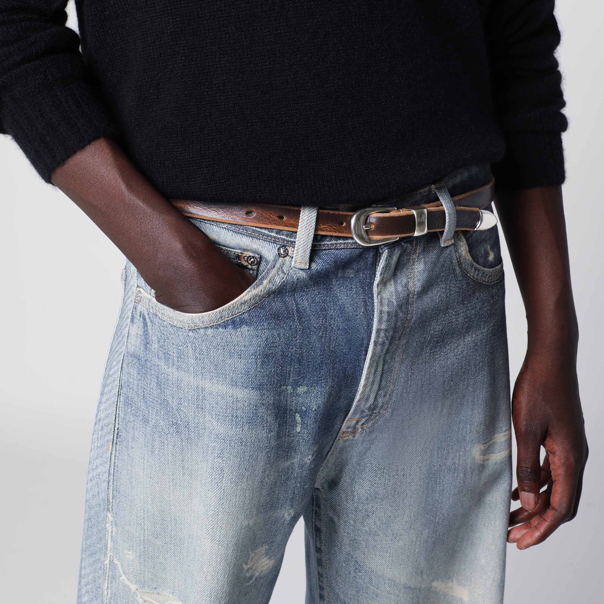 Olega belt in brown calfskin leather