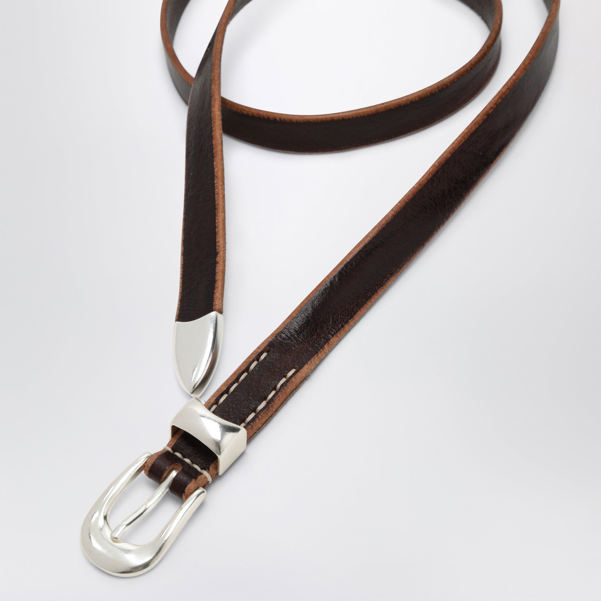Olega belt in brown calfskin leather