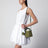 Green raffia and calfskin bucket bag