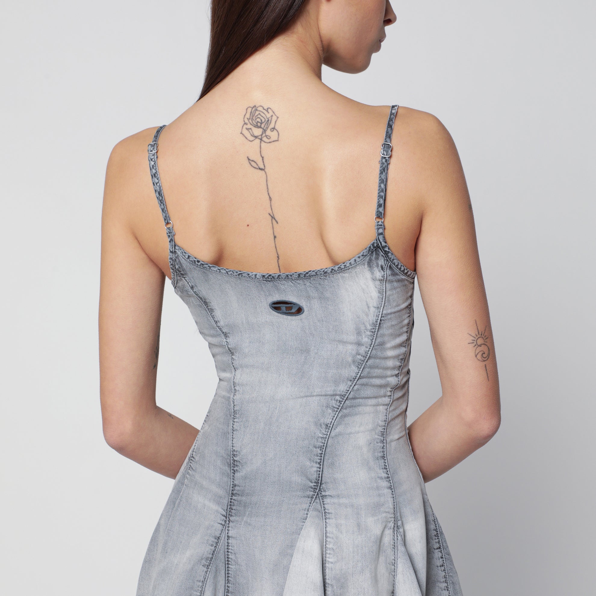 Grey skeleton denim mini dress by Diesel