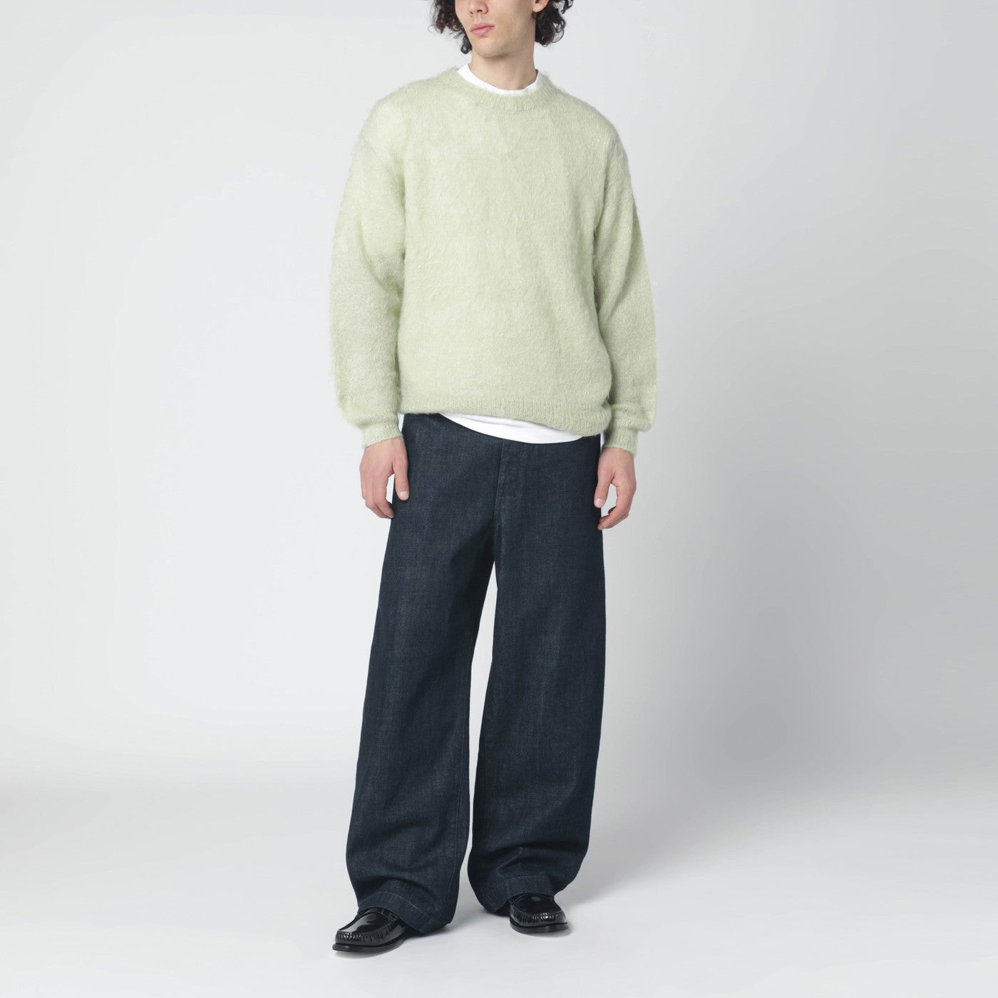 Light green brushed mohair-blend sweater