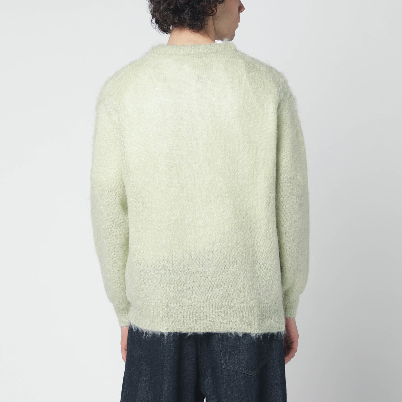 Light green brushed mohair-blend sweater