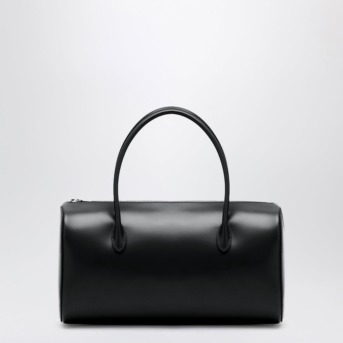 Schwarze Mini-Boston-Tasche aus Rindsleder
