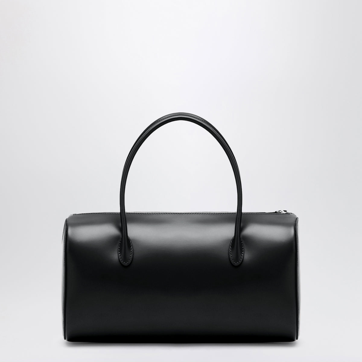 Schwarze Mini-Boston-Tasche aus Rindsleder