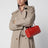 Red mini Boston bag in cowhide