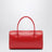 Red mini Boston bag in cowhide