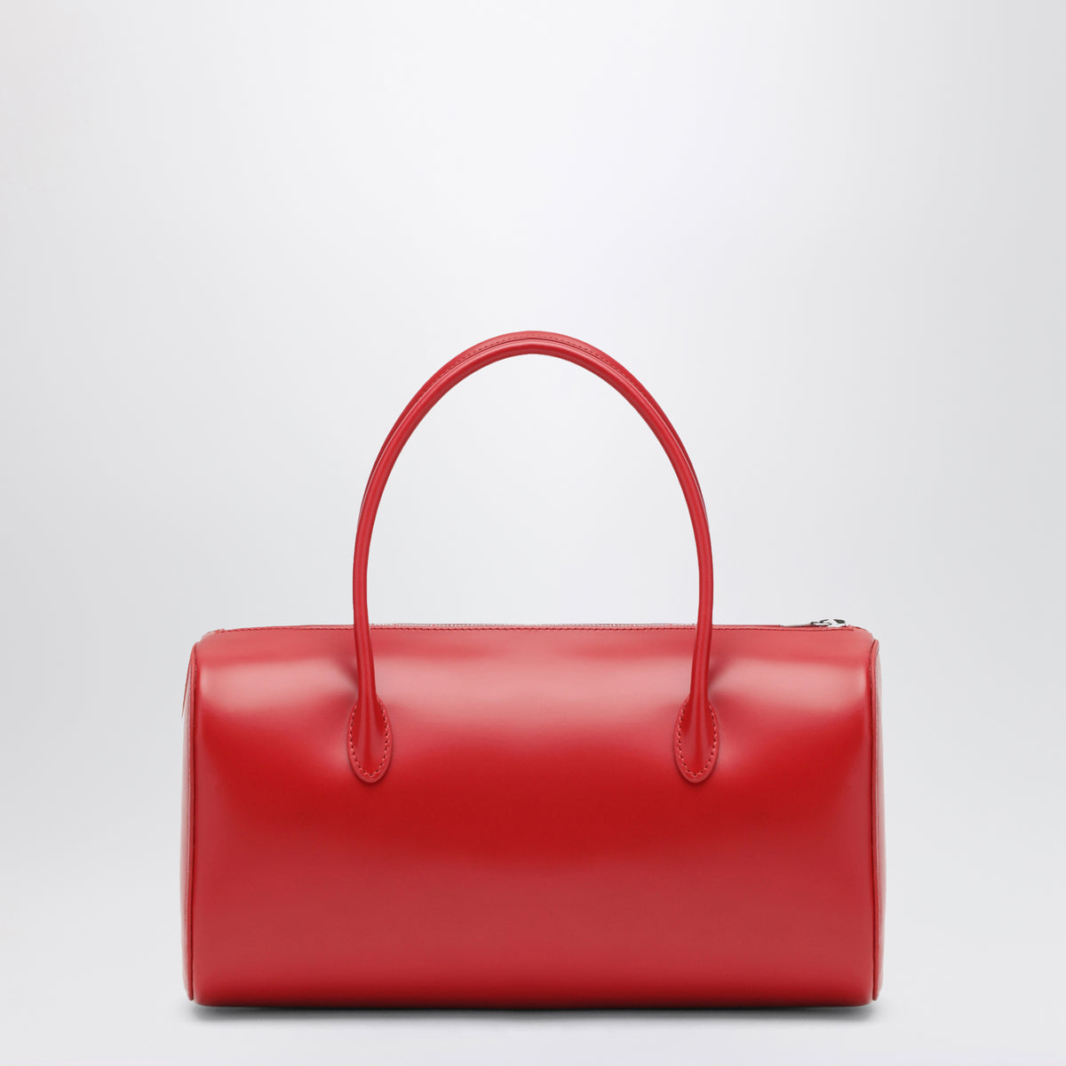 Red mini Boston bag in cowhide