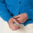 Cardigan girocollo blu in baby alpaca