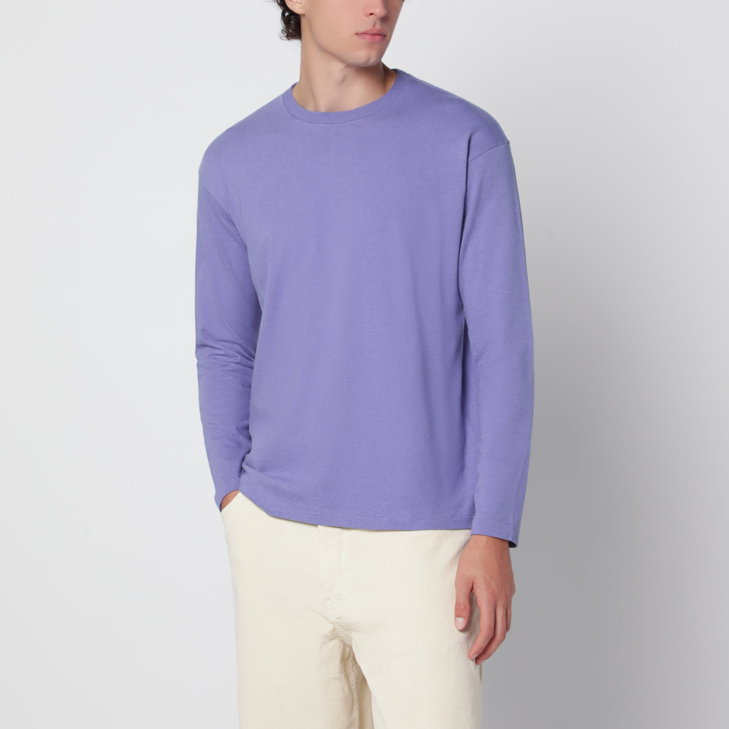 す*ま様 【状態良】auralee wool shirt（light purpl Auralee Purple long-sleeved cotton and cashmere sweater | TheDoubleF