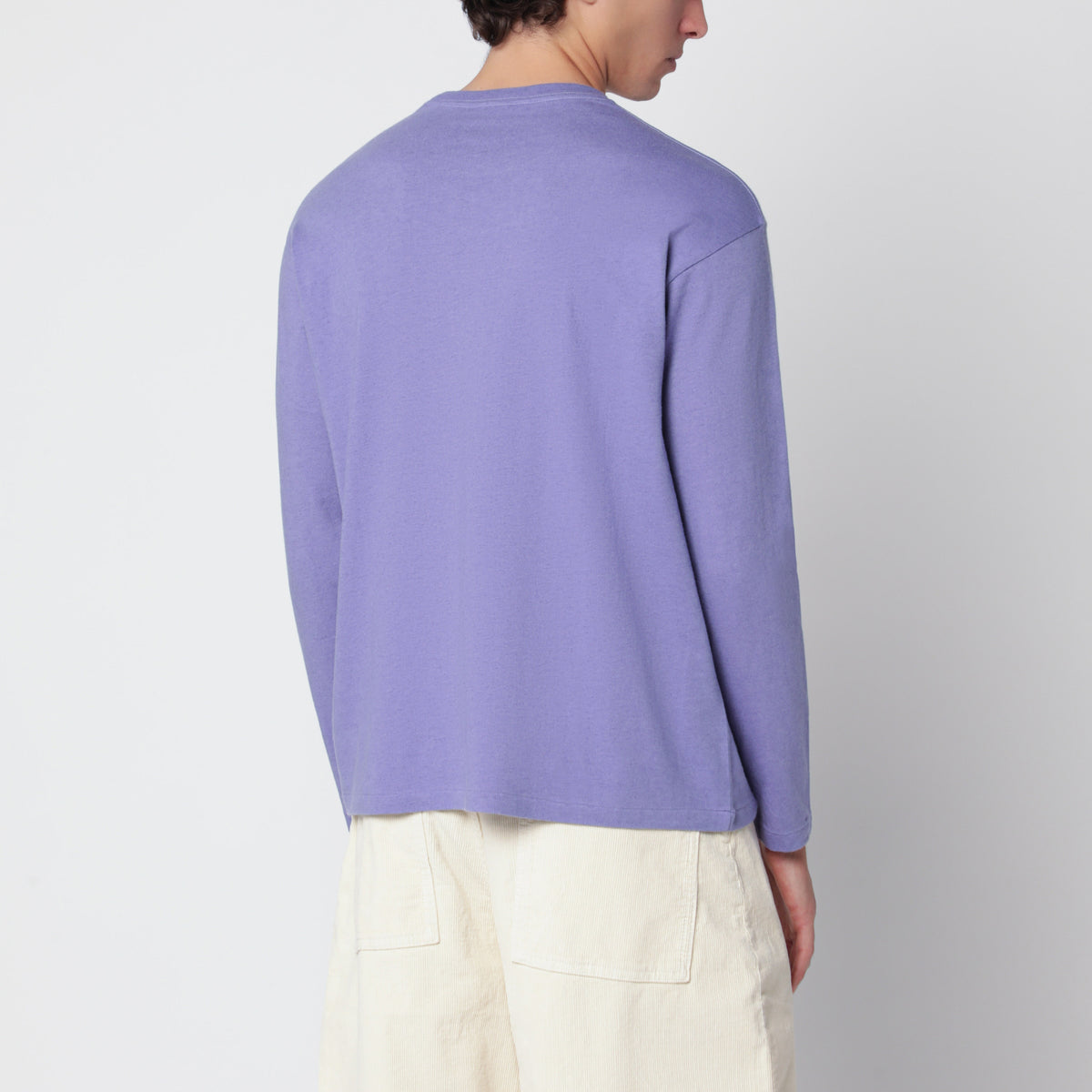 Maglia a maniche lunghe viola in cotone e cashmere