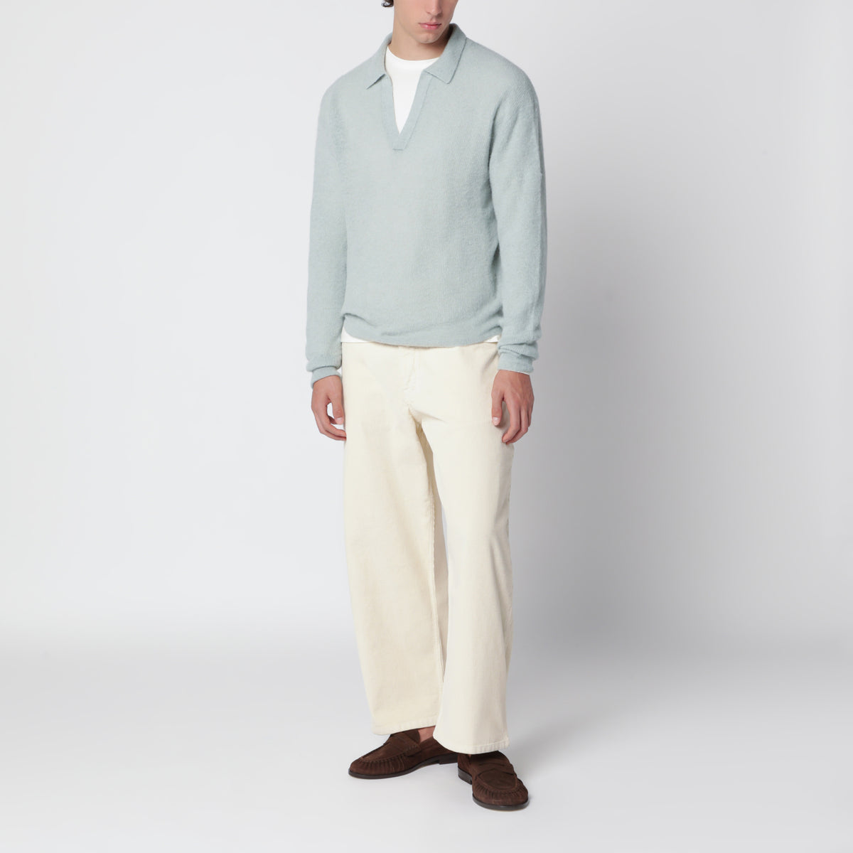 Maglione verde menta in misto alpaca