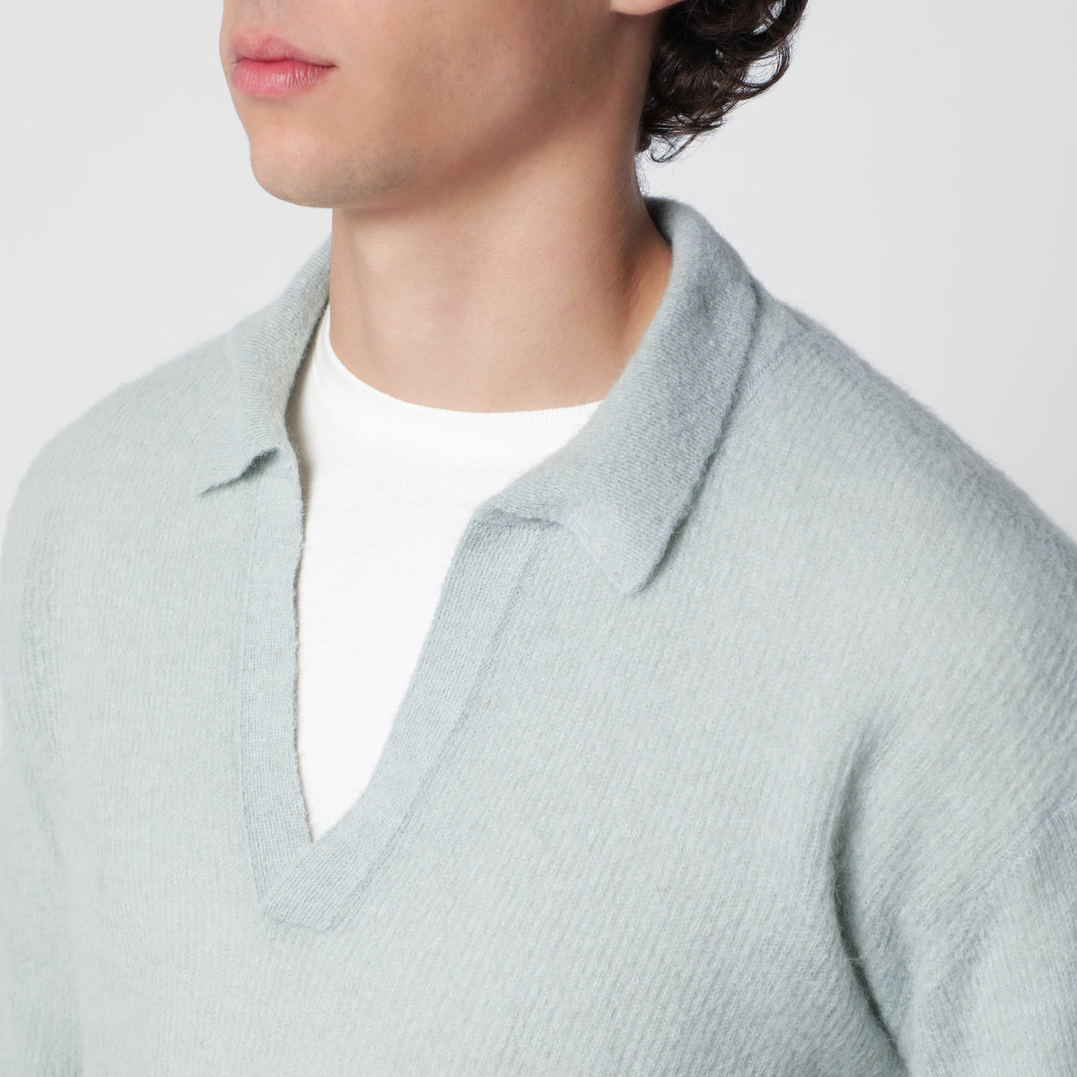 Maglione verde menta in misto alpaca
