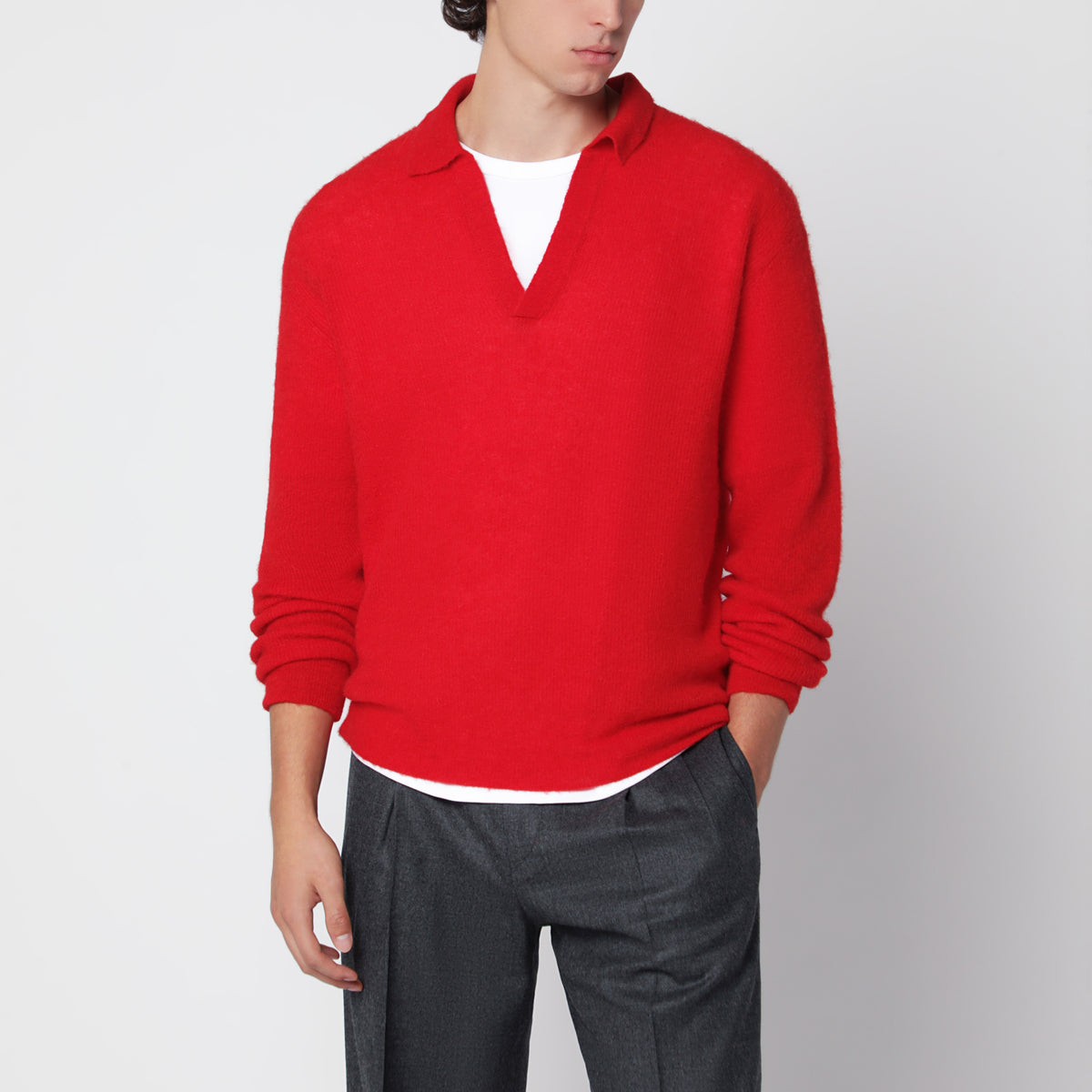 Roter Pullover aus Alpakamischung