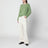 Green striped T-shirt in wool