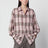 Camicia a quadri rosa in cotone e seta