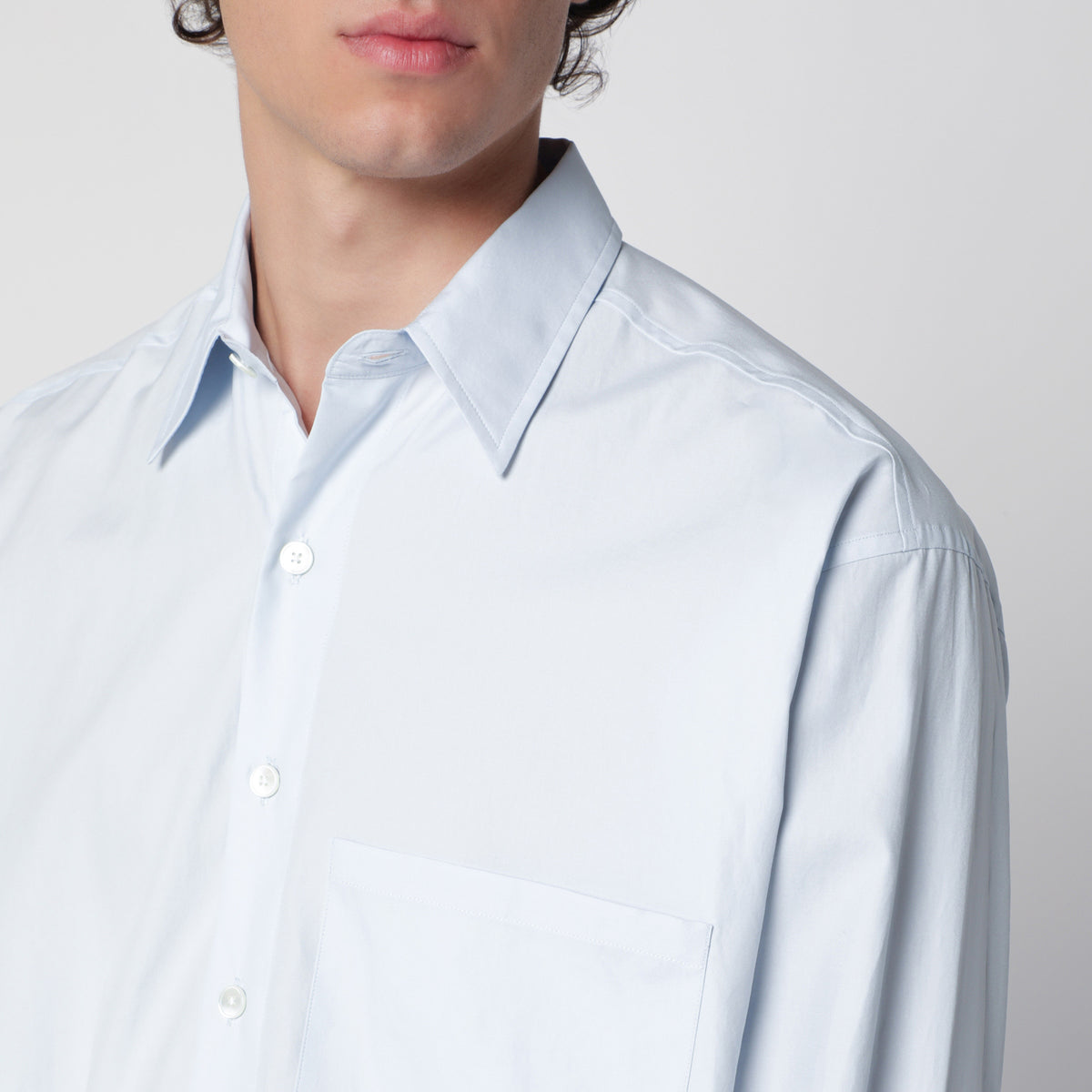 Finx Oversized Light Blue Cotton Twill Shirt