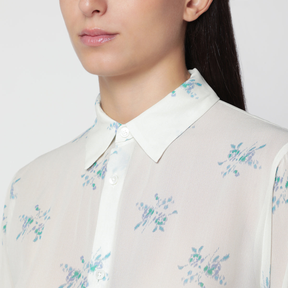 Ivory white silk georgette dress