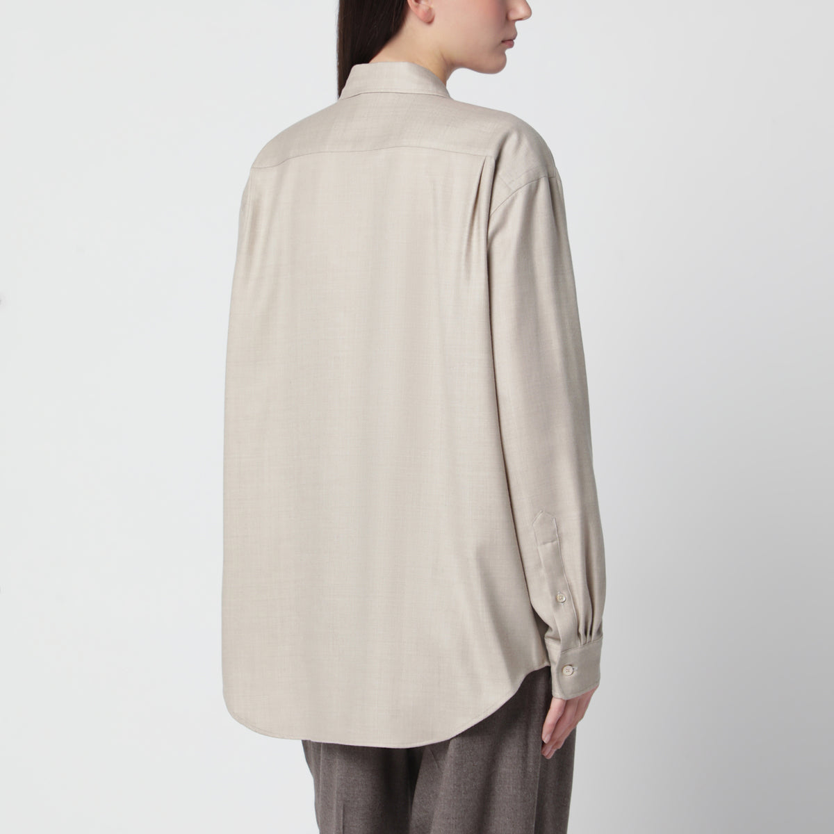 Camicia beige in lana