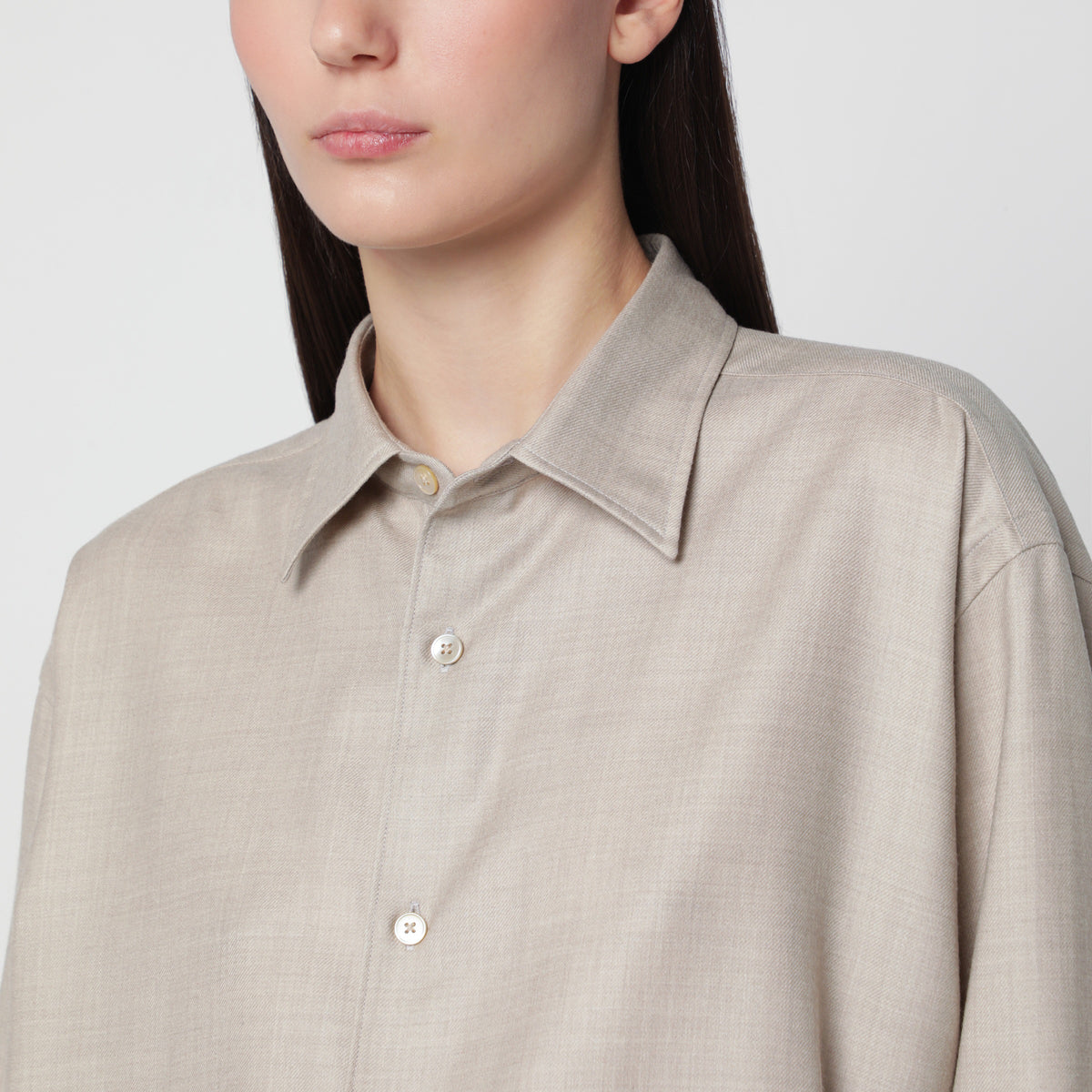 Camicia beige in lana