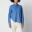 Royal blue shirt in calf leather