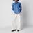Royal blue shirt in calf leather