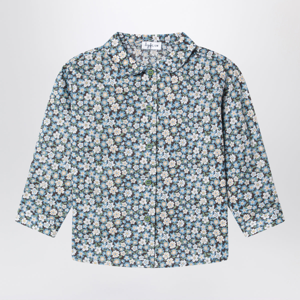 Blaue Baumwollbluse mit Blumenmuster