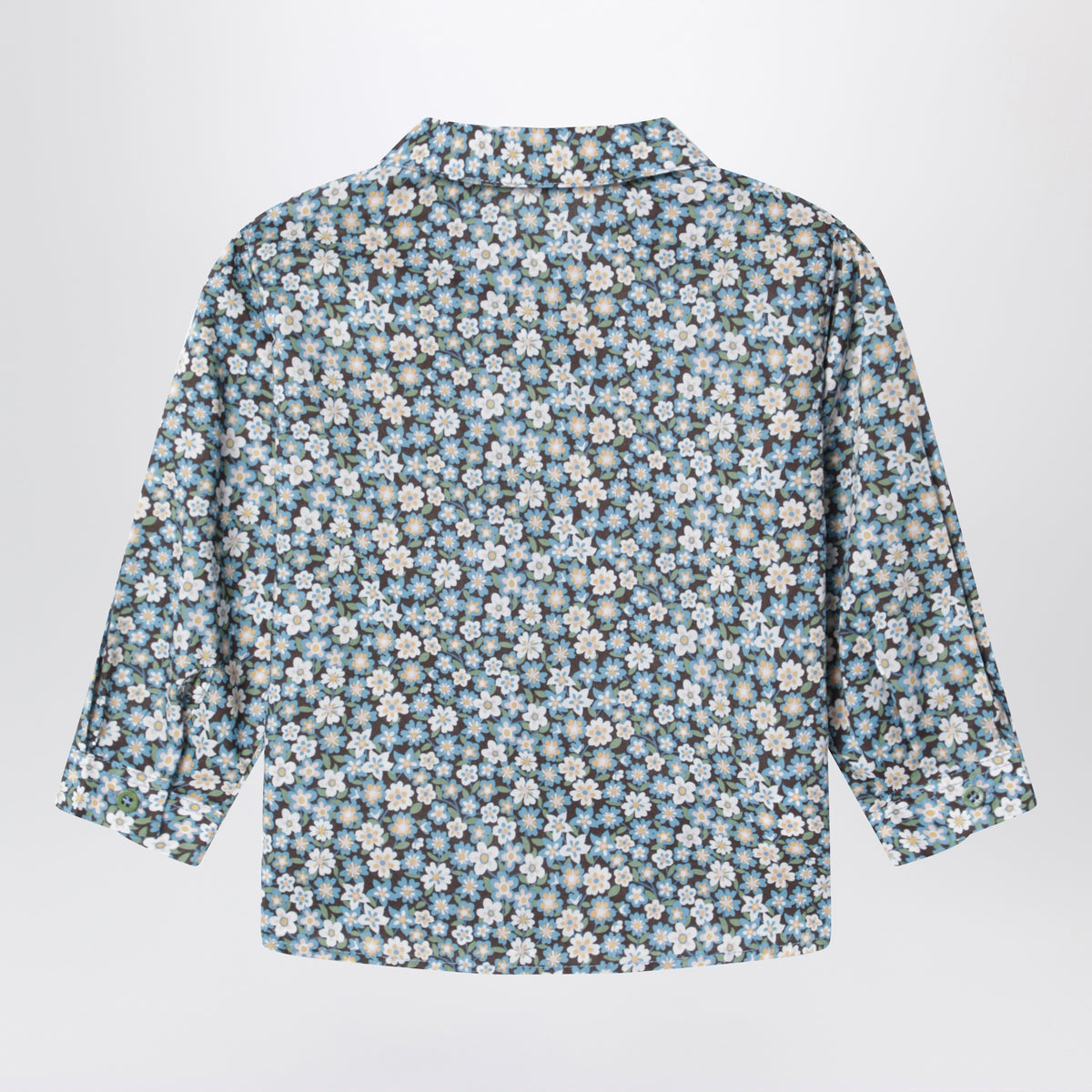 Blaue Baumwollbluse mit Blumenmuster