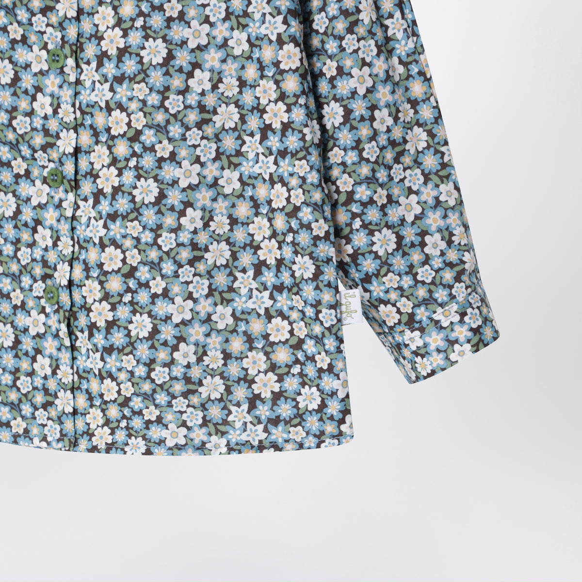 Blaue Baumwollbluse mit Blumenmuster