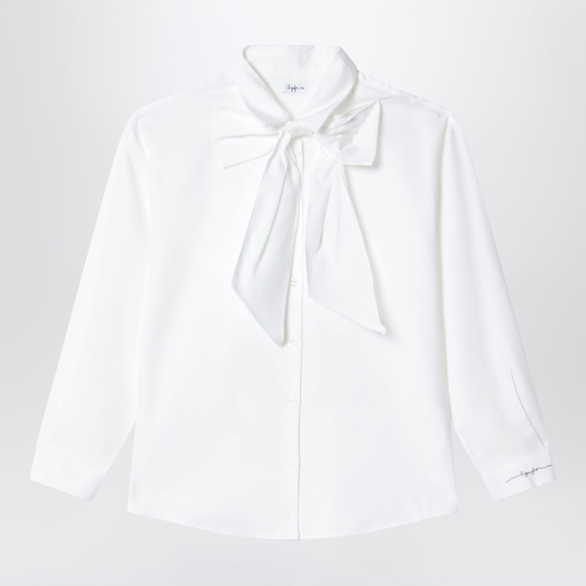 White cotton shirt with maxi bow