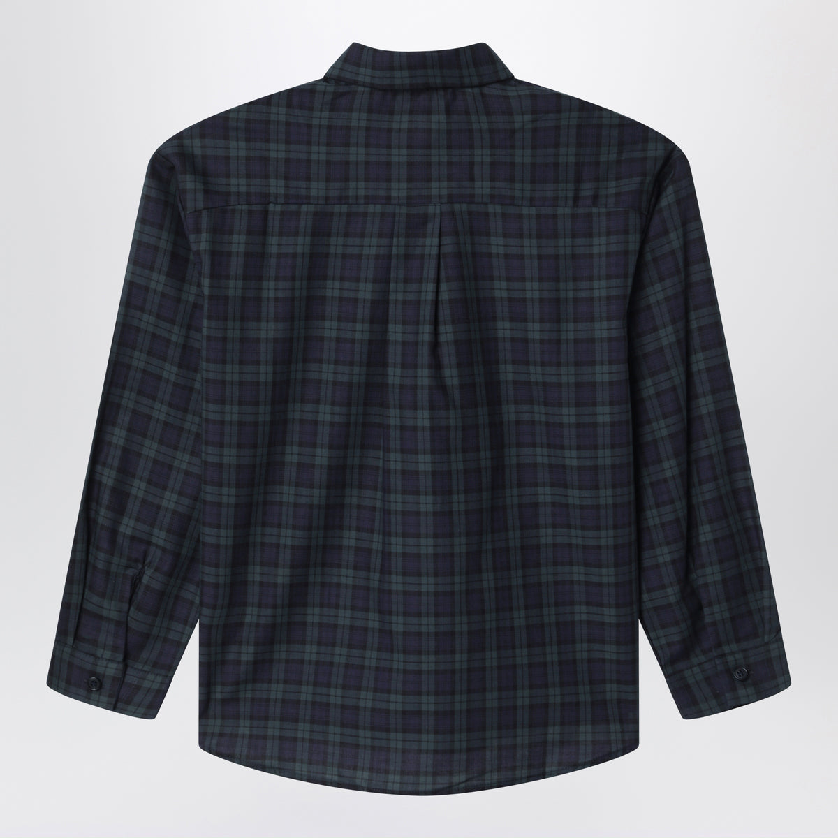 Green tartan cotton shirt with maxi bow