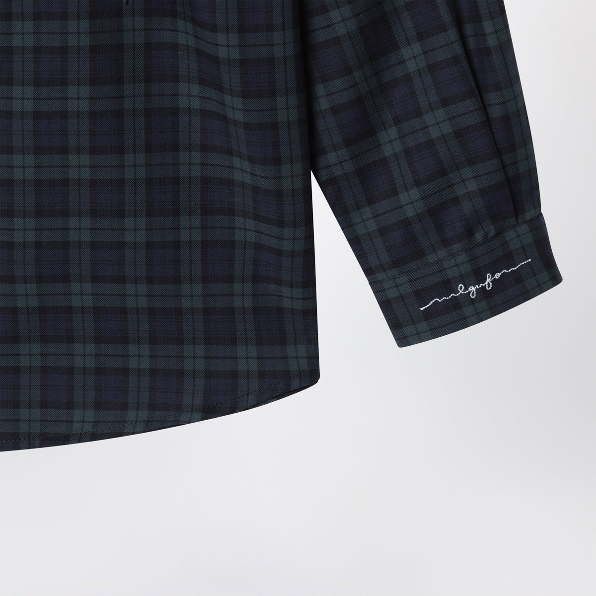 Green tartan cotton shirt with maxi bow