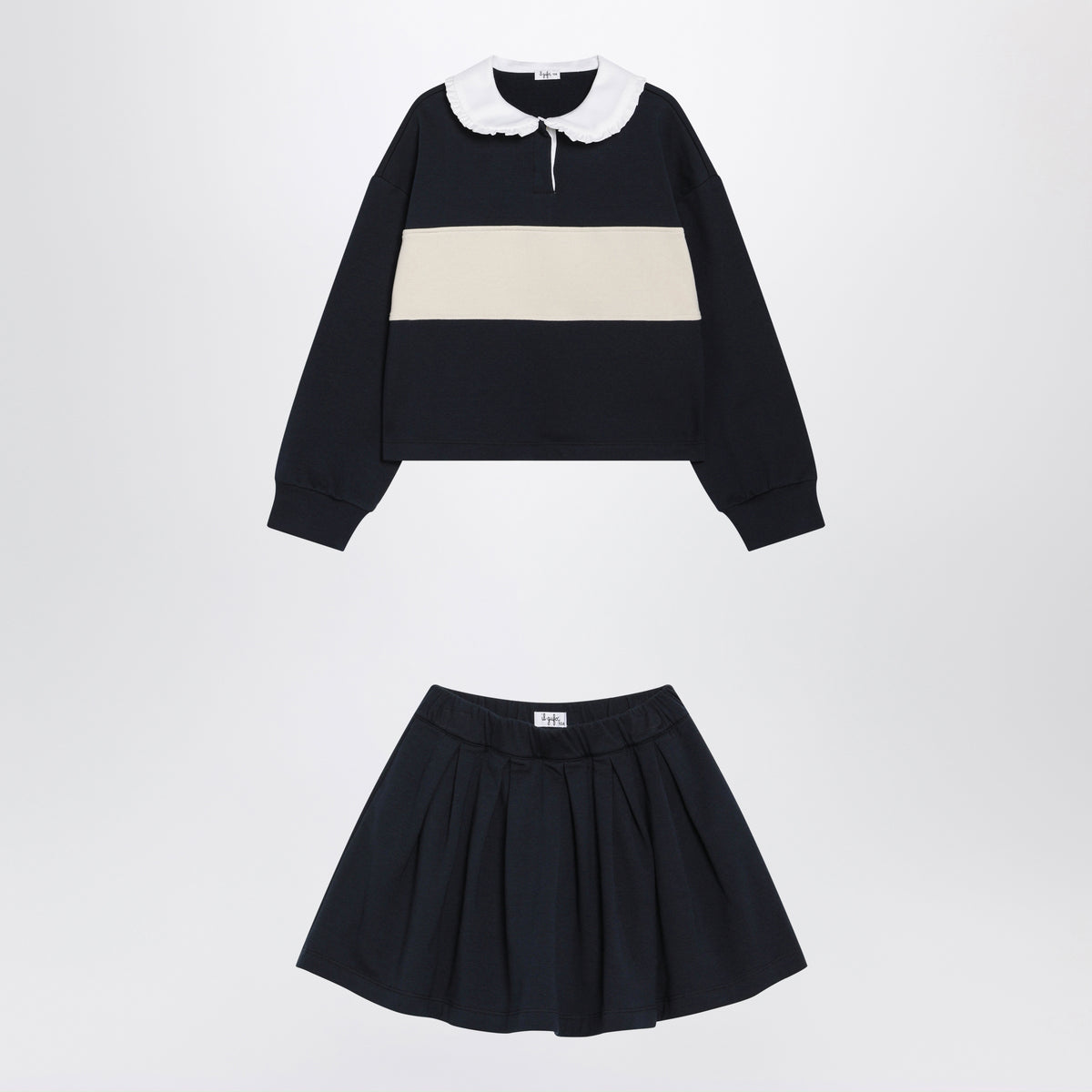 Blue/white two-piece set in cotton