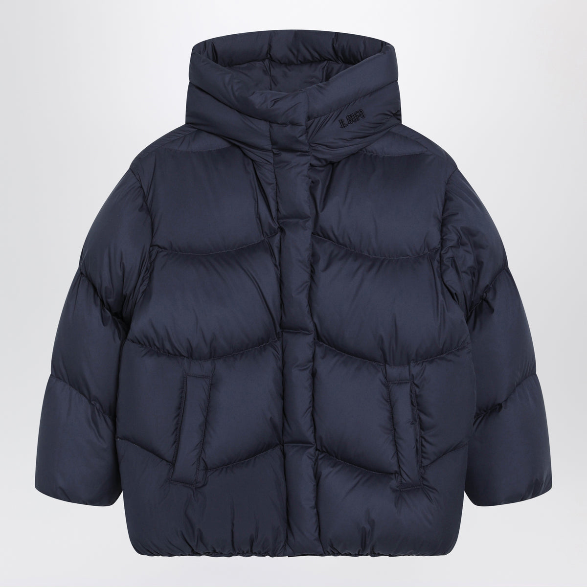 Navy blue nylon jacket with hood