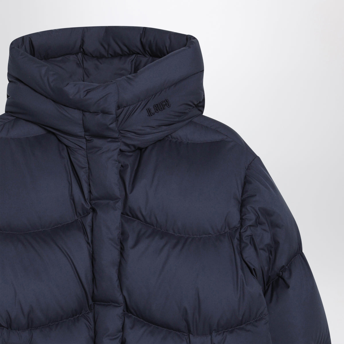 Navy blue nylon jacket with hood