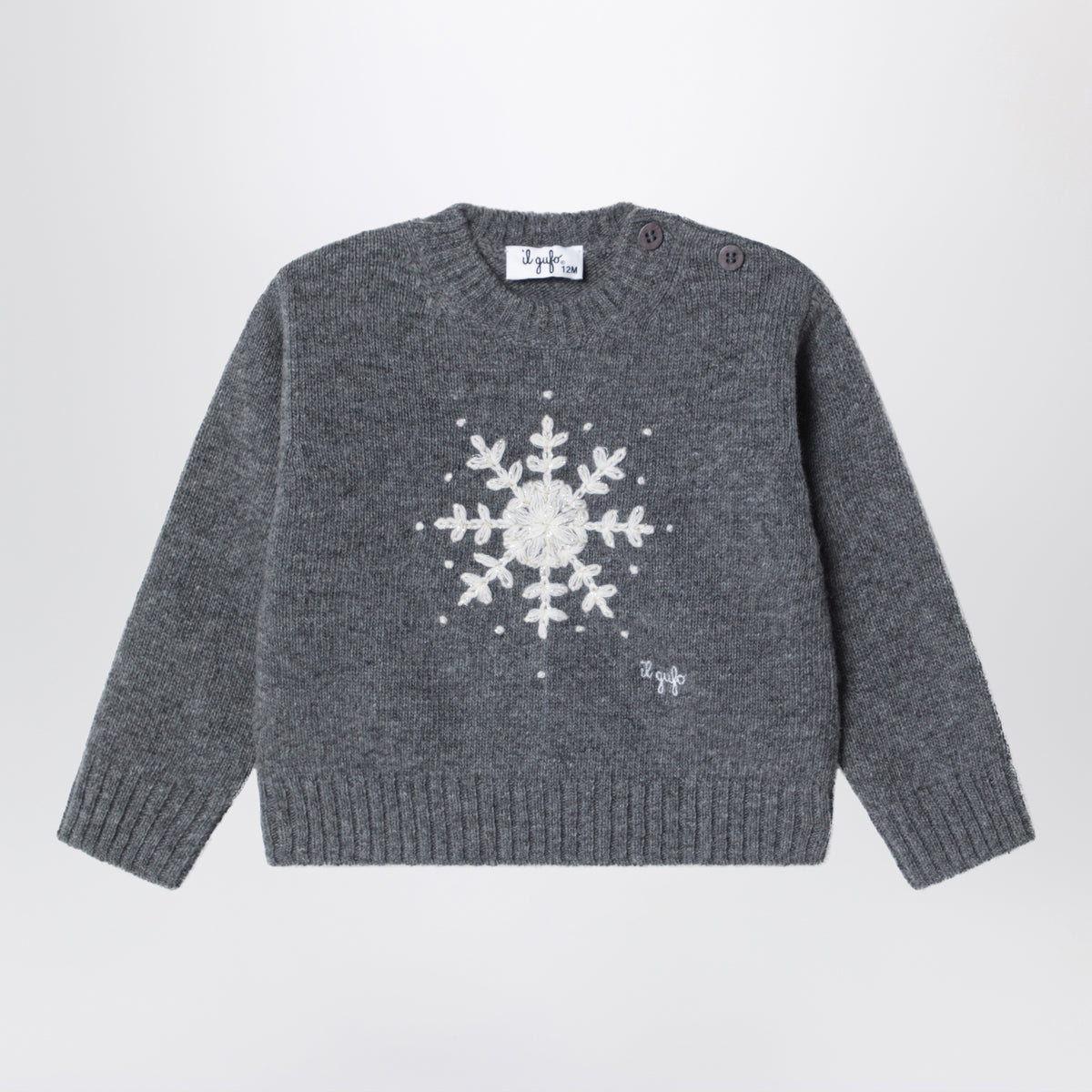Asphalt crew neck sweater in merino wool