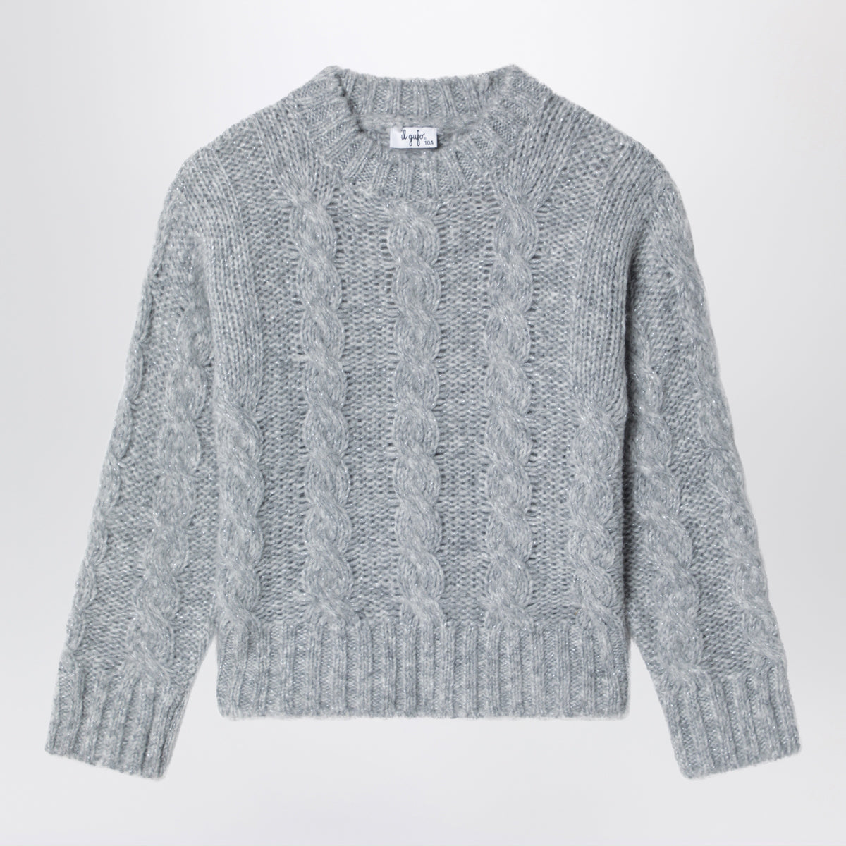 Grey cable-knit sweater in wool blend