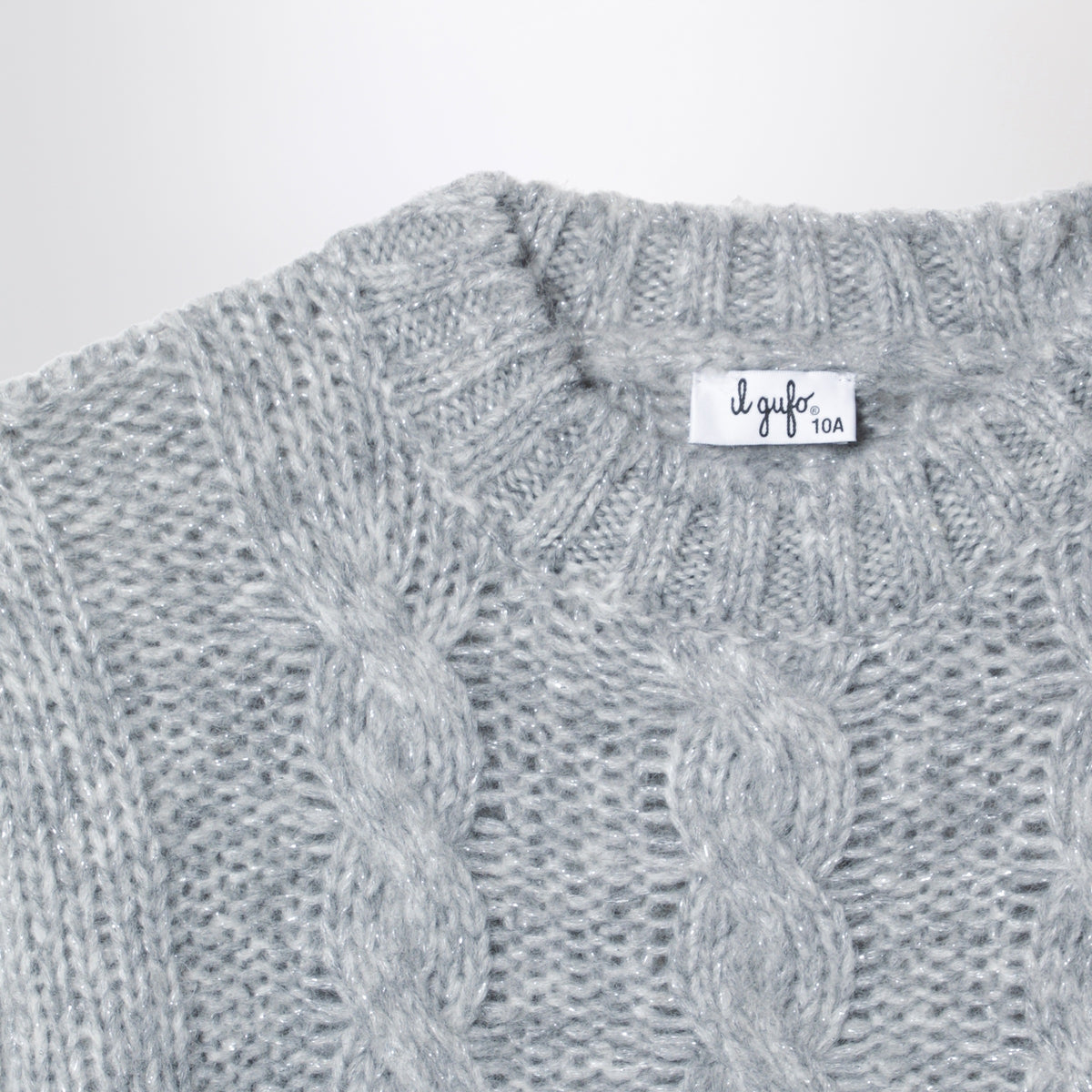 Grey cable-knit sweater in wool blend