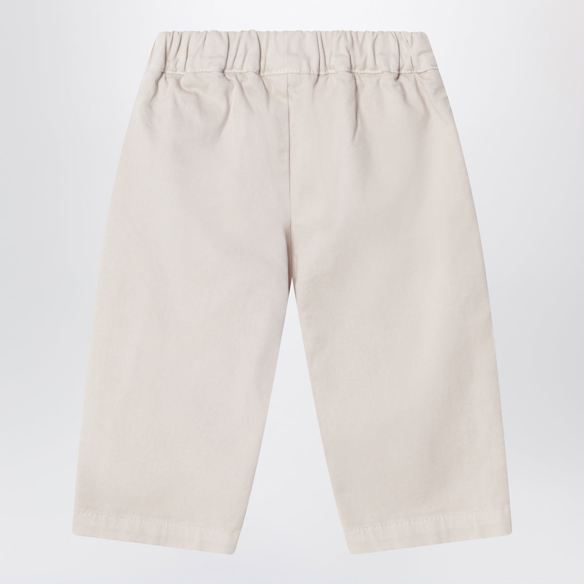 Pantalone in cotone beige chiaro con vita elasticizzata