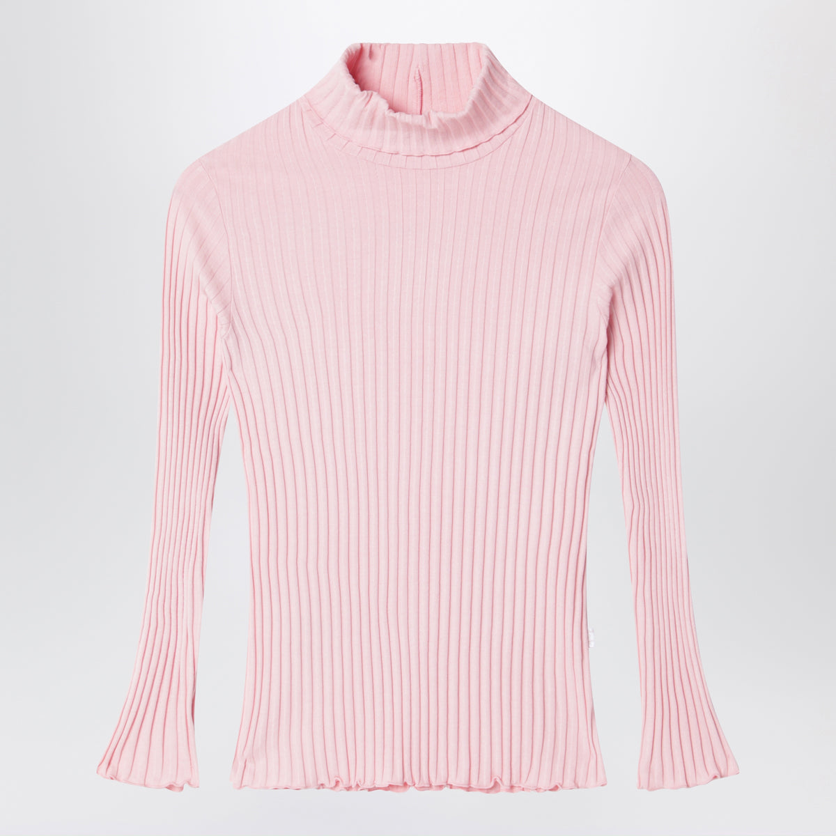 Pink stretch cotton turtleneck T-shirt