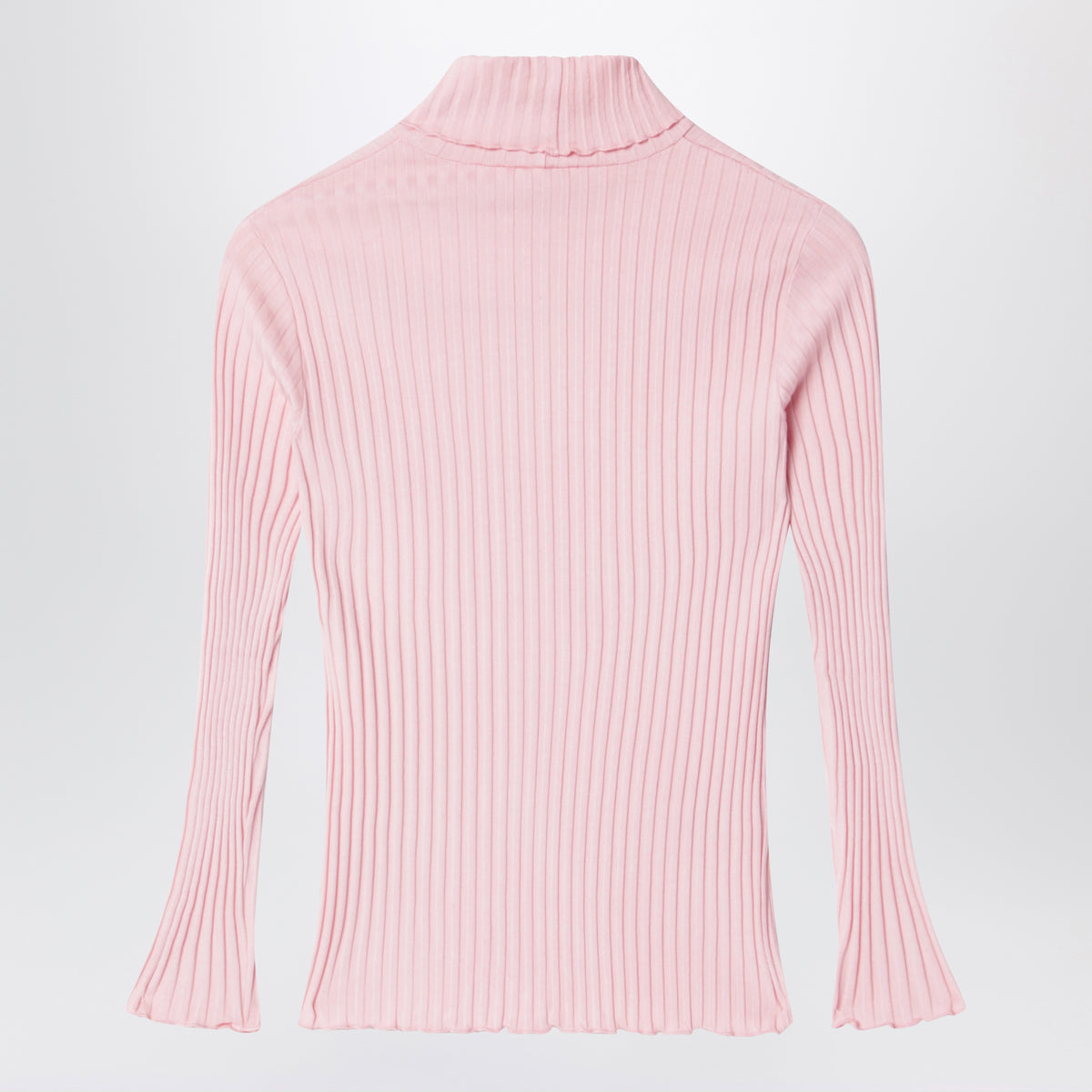Pink stretch cotton turtleneck T-shirt