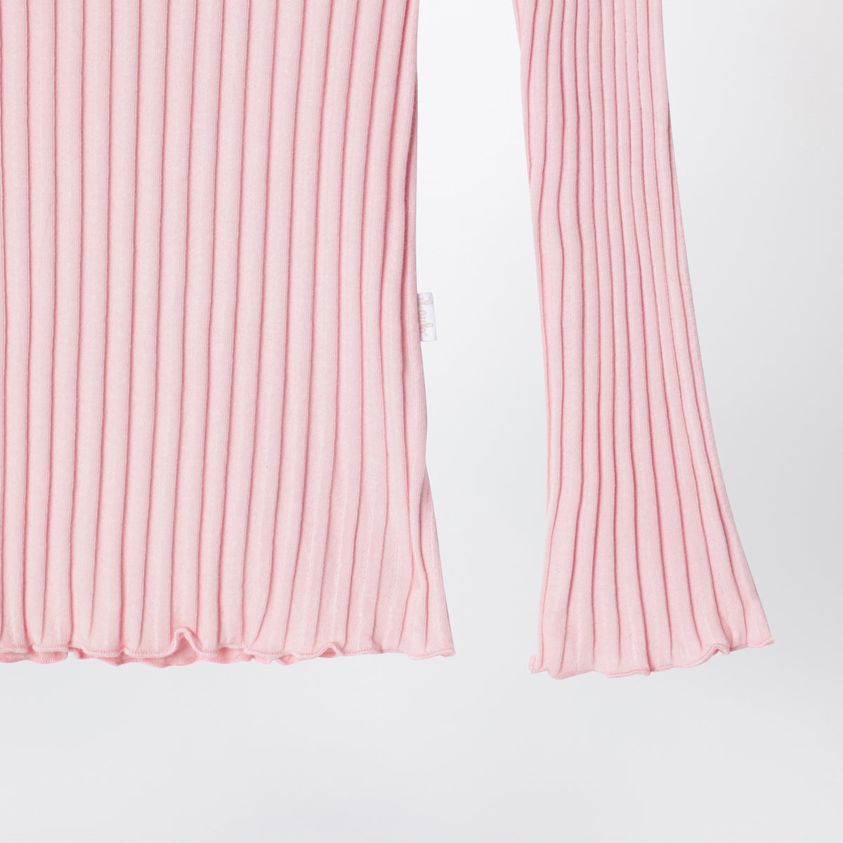 Pink stretch cotton turtleneck T-shirt
