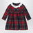 Rotes Tartankleid mit Volantkragen