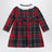 Rotes Tartankleid mit Volantkragen